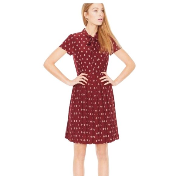 Like New J. Crew 100% Silk Mini Medallion Tie-Neck Dress Size 4 - Picture 1 of 7